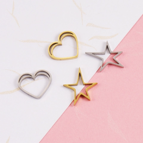 Dijes De Corazón Y Estrella Huecos Colgantes De Acero Inoxidable 304 Para Hacer Joyas DIY Accesorios De Moda