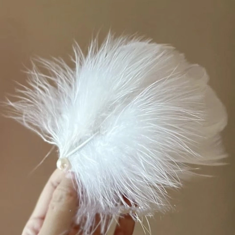 Pinza De Pelo De Pluma Y Perla Artificial Blanca Vintage Francés Elegante Pinza De Flequillo Boda Romántica Accesorio Para El Cabello