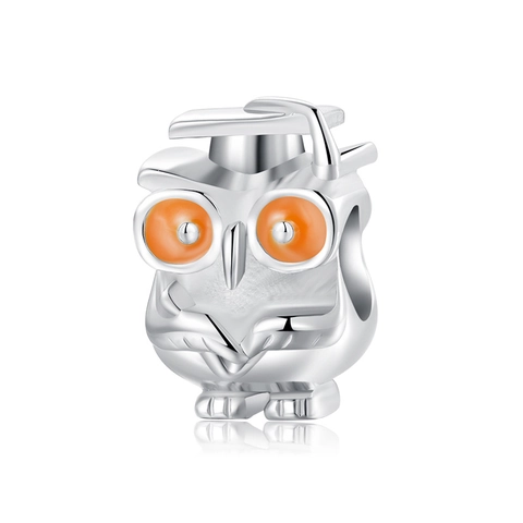 Ciondoli a Forma di Eule in Argento Sterling S925 Con Cappello di Laurea per Creazione Fai da Te di Bracciali e Collane Gioielli