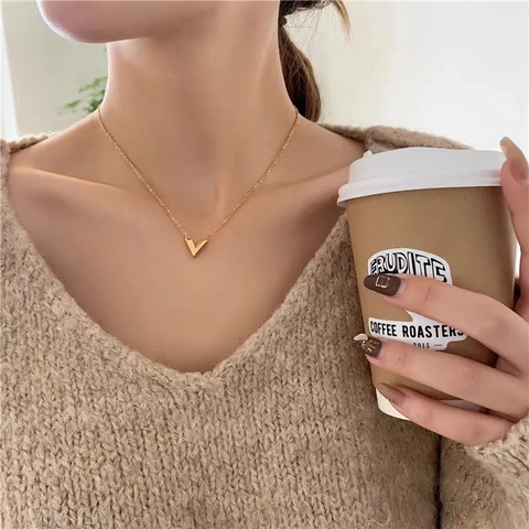 Minimalistische V-vorm Titanium Stalen Beplating Armbanden Ketting