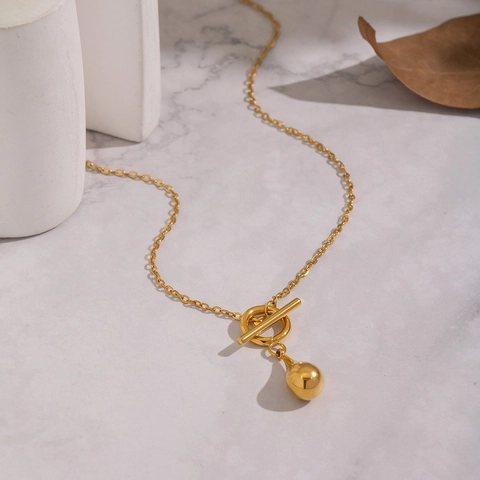 Teardrop Pendant Necklace 304 Stainless Steel 18K Gold Plated Toggle Clasp Minimalist Fashion Accessory For Women