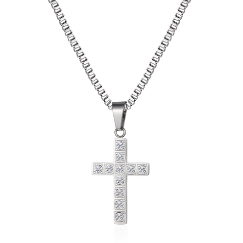 Collana Con Ciondolo A Croce Iced Out Strass Acciaio Inossidabile Titanio Hip Hop Streetwear Gioielli Per Uomo Donna