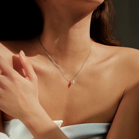 925 Sterling Silver Moissanite Necklace For Women French Marquise Cut D Color Moissanite Pendant Elegant Clavicle Chain Jewelry