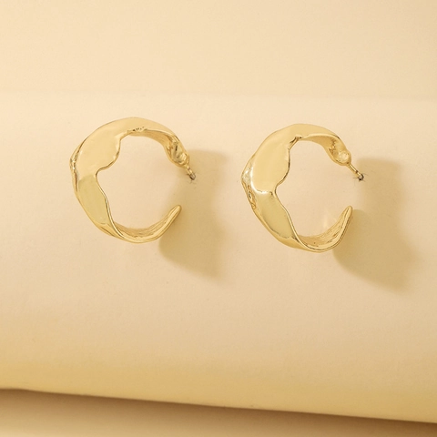 Orecchini A Cerchio Geometrici Da Donna Lega Con Perno In Argento Texture Martellata Irregolare Minimalista