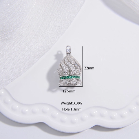 Coppette Per Künstliche Perle In Argento Sterling 925 Con Zirconi Corona Cava Zucca Bocciolo Di Fiore Per Creazione Gioielli DIY