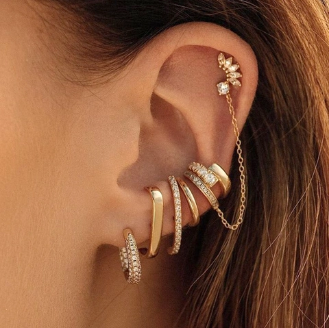 Pendientes De Aro Con Circones Ear Cuff Cobre Chapado En Oro Estilo Punk Retro Joyería Para Mujer Elegante Moderno Apilable