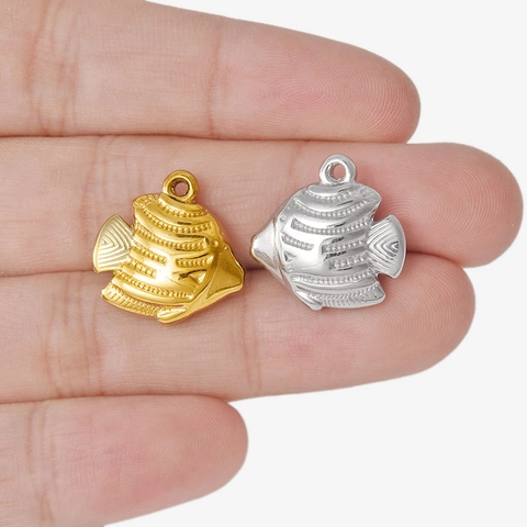 Pendentif Poisson Charme Série Océan Acier Inoxydable 304 Plaqué Or 18K Pour Création Bijoux DIY Colliers Bracelets Style Mignon