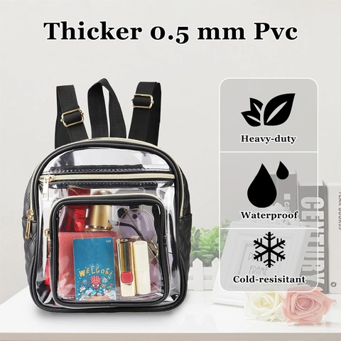 Mini Mochila De Moda PVC Transparente Cuero PU Acolchado Aprobado Estadio Mochila Pequeña Viaje Para Mujeres
