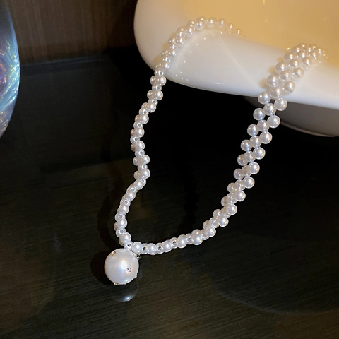 Collana Choker Doppio Strato In Künstliche Perle Sintetiche Con Ciondolo In Lega Di Strass Per Donna Gioielli Eleganti Retrò