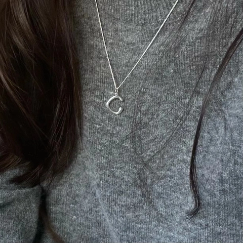 Collana In Argento Sterling 925 Ciondolo Ovale Irregolare Minimalista Chic Forma A C Gioielli Geometrici Donne