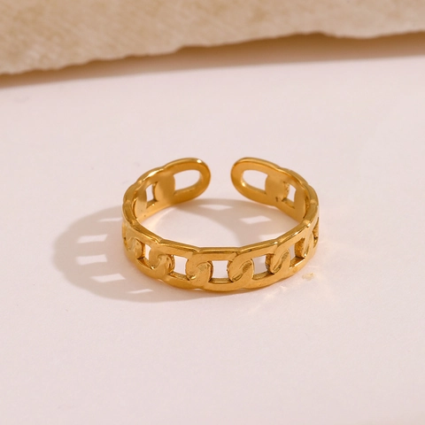 Anillo De Acero Inoxidable Ajustable Diseño Cadena Eslabones Hip Hop Minimalista Abierto Joyería Para Mujeres Hombres