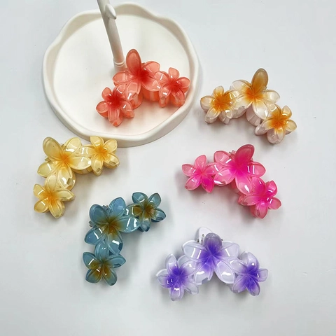 Plumeria Bloem Haarklem Groot Kunststof Hars Vijfbladige Zonnebloem Haarspeld Voor Dames Zomer Strand Accessoire
