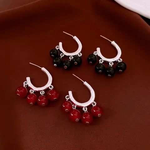 Pendientes Colgantes De Cuentas Vintage Aleación Vidrio Estilo Étnico Joyería De Lujo Mujer Con Silver Earring Post