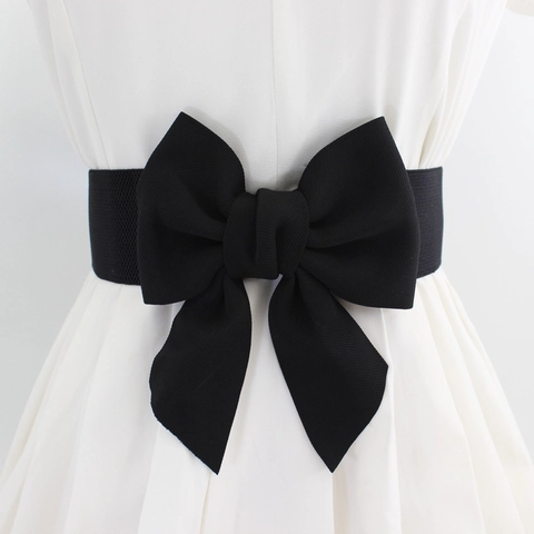 Dames Brede Elastische Riem Met Grote Strik Corset Tailleband Voor Jurken Elegant Rekbaar