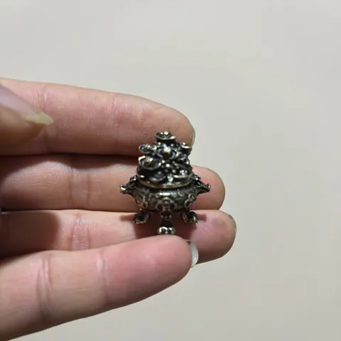 Mini Incense Burner Alloy Antique Bronze Finish Retro Chinese Three-Legged With Lid Lucky Ingot Desktop Decoration