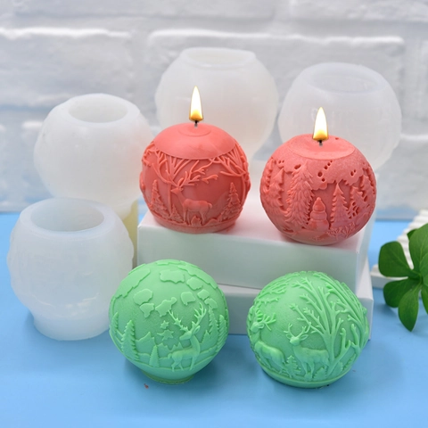 Siliconen Bolvorm 3D Rendier Bos Reliëf Voor Kaarsen Maken Zeep DIY Knutselen Kerst Vakantie Decor