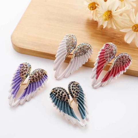 Spilla Ala Angelo Lega Zinco Sfumata Strass Spilla Lucida Elegante Accessorio Gioielli Stile Alla Moda Per Cappotti