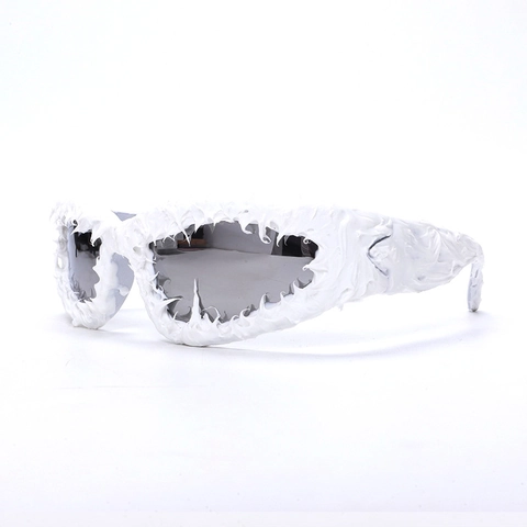 Avant-Garde Sonnenbrille Mit Lavatextur PC Schmelzrahmen Oval Hip Hop UV380 Brillen Für Party Mode Unisex