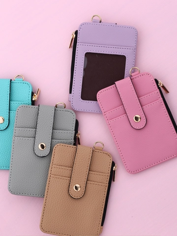 Women PU Leather Card Holder Wallet Floral Animal Print Multi Slot Zipper Pocket ID Window Slim Purse