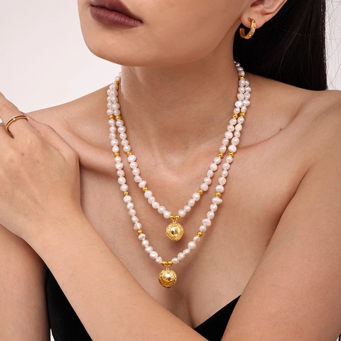 Natural Freshwater Pearl Necklace Copper 18K Gold Plated Handmade Beaded Choker For Women French Luxury Style Jewelry Gift