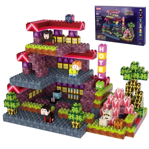 Modello di Castello Hotel in Stile Pixel con Blocchi di Costruzione Fai-da-te per Bambini Giocattolo Assemblato a Villa Gotica Creativa Regalo Educativo
