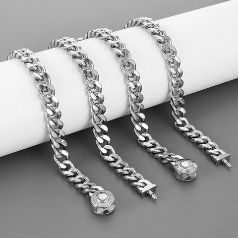 Heren Cubaanse Ketting Armband Titanium Staal Gepolijst Punk Hip Hop Sieraden Minimalistisch Strass Sluiting