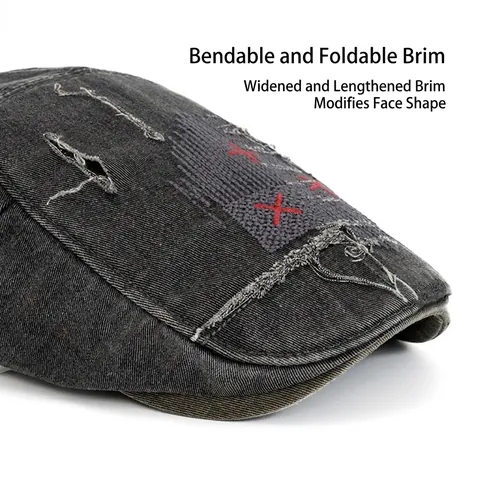 Coppola In Denim Lavato Vintage Distressed Cotone Cappello Ivy Strappato Con Fibbia Regolabile Per Uomini Donne
