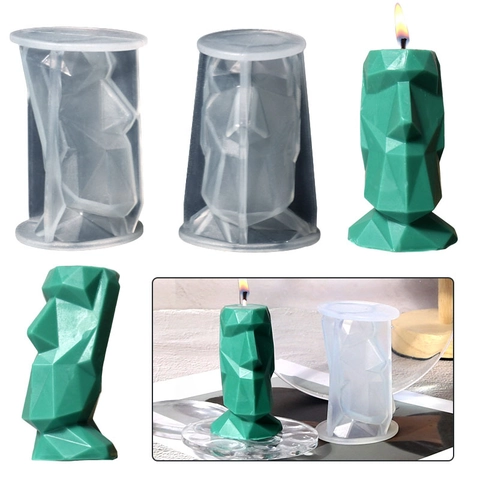 Stampo In Silicone Per Candele Statua Dell'isola Di Pasqua Moai Geometrico Sfaccettato Strumenti Per La Creazione Di Candele Profumate
