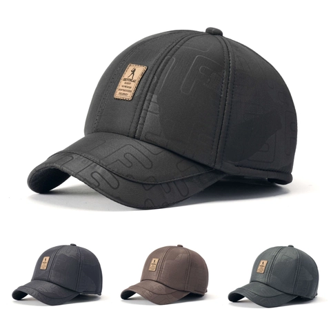 Baseball Kappe Herren Winter Warm Polyester Jacquard Buchstabenmuster Verstellbare Metallschnalle Outdoor Sport Freizeithut
