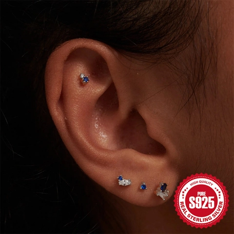 925 Sterlingsilber Stern Mond Saturn Ohrstecker Funkelnde Strass Künstlicher Opal Geometrische Ohrringe Schmuck Für Damen