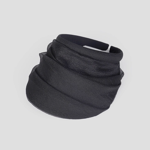 Chapeau De Soleil En Organza Pour Femmes Bord Large Protection UV Plissé Élégant Visière De Plage D'été Style Serre Tête