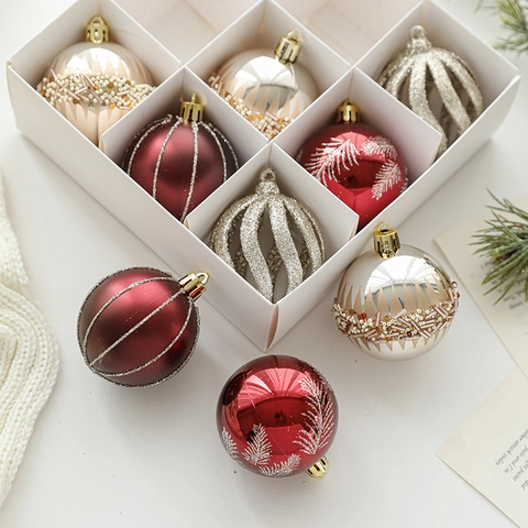 Ornamenti Per Palle Di Natale In Plastica Galvanizzata Motivi Glitter Per Decorazioni Appese All'albero