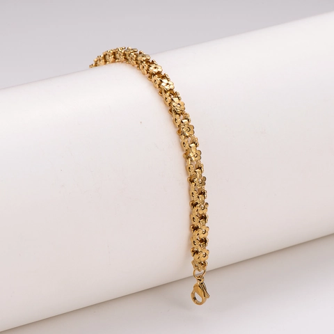 Flower Link Bracelet 304 Stainless Steel 18K Gold Plated Fashion Jewelry For Women Elegant Minimalist Accessory