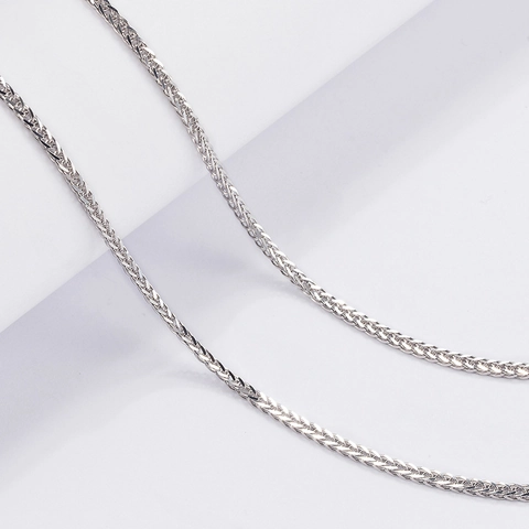 S925 Argento Sterling Collana a Spiga Lucida Catena Wheat per Donna Minimalista Versatile Collana Girocollo Gioielli Regalo