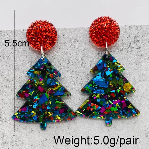 Orecchini Pendenti Natalizi in Acrilico Colorato per Donna Babbo Natale Pupazzo di Neve Albero di Natale Accessorio Festa