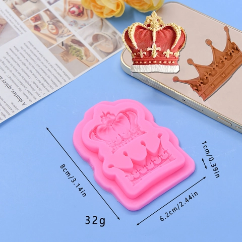 Crown Silicone Mold Pink Vintage Relief Fondant Cake Decorating Tool Chocolate Resin Clay DIY Baking Accessory