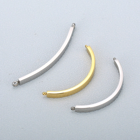Conectores De Barra Curva De Acero Inoxidable Eslabones Metálicos Pulidos Para Fabricación De Joyas DIY Pulseras Collares Accesorios