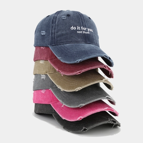 Gorra De Béisbol De Algodón Lavado Vintage Desgastada Bordado Letra Streetwear Protección Solar Ajustable Para Hombre Mujer