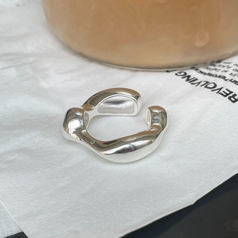 925 Sterling Silver Irregular Organic Fluid Open Ring Adjustable Chunky Minimalist Jewelry For Women Fashion