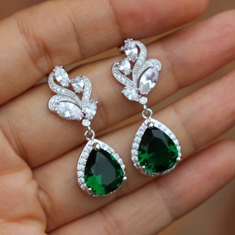 Boucles D Oreilles Pendantes Taille Poire Cuivre Avec Zircone AAA Forme Goutte D Eau Pour Mariage Soirée Bijoux Femme