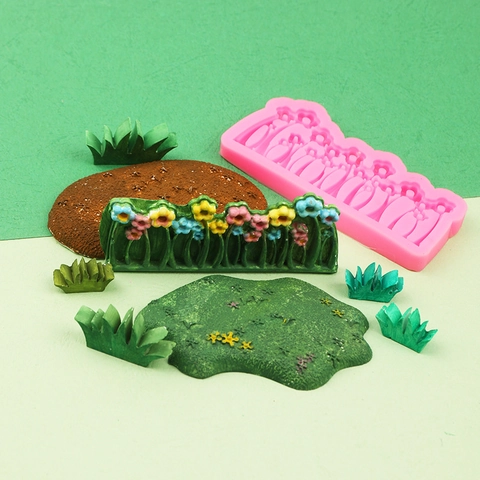 Silikon Kuchenform Gras Rasen Blumen Cluster Fondant Schokolade Harz Ton DIY Dekorationswerkzeuge