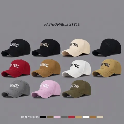 Cappellino Da Baseball In Cotone Consumato Lettera Ricamata Visiera Strappata Cappello Da Sole Vintage Regolabile Unisex Casual Sport