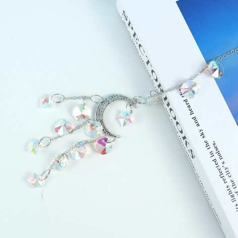 Moon Star Crystal Suncatcher Hanging Ornament Metal Hollow Prism Rainbow Maker Garden Window Home Decor Modern Style
