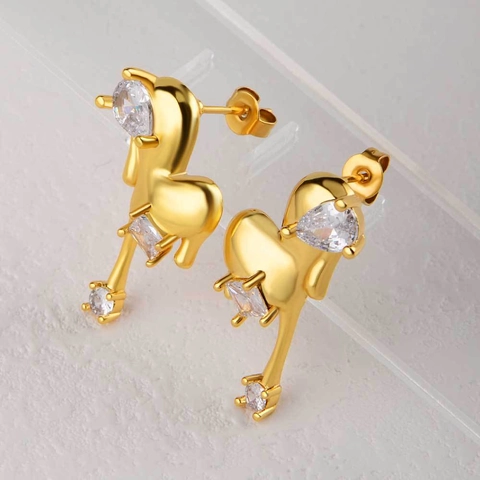316L Roestvrij Staal 18K Verguld Hart Oorbellen Voor Dames Ingelegde Zirconia Smeltend Hart Mode Sieraden Oorbellen Cadeau