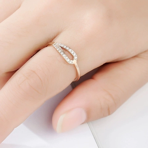 Anello Geometrico Cavo A Goccia D'acqua Per Donna In Acciaio Inossidabile Con Zirconi Cubici Gioielli Di Moda Minimalisti