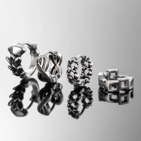 Vintage Creolen Aus Edelstahl Stern Geometrisch Graviert Distressed Huggie Schmuck Für Damen Und Herren