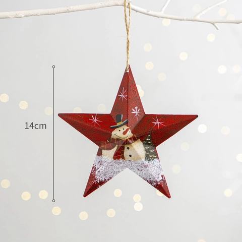 Ornamenti Appesi Stella Pentagramma Di Natale Ferro Metallo Dipinto Babbo Natale Pupazzo Di Neve Decoro Albero Stile Rustico Vintage