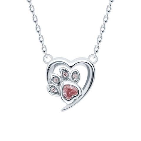 Collana Cuore Artiglio di Gatto in Argento Sterling S925 con Zirconia Rosa per Donna Ragazze Dolce Catena Girocollo Gioielli Regalo