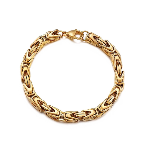 Collar Y Pulsera De Cadena Bizantina Para Hombre Acero De Titanio Hip Hop Punk Joyería Geométrica Retro Regalo