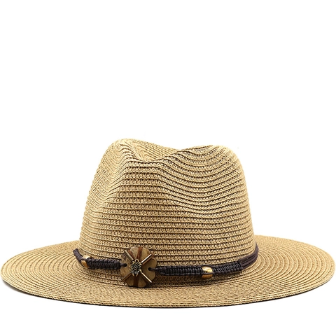 Fedora Strohhut Sommer Sonnenschutz Gewebtes Dekoband Blumenanhänger Vintage Outdoor Für Herren Damen